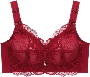 JOAU Womens Floral Lace Wireless Push Up Bra Soft Support Seamless Comfortable Wire Free Bralette Adjustable Full-Cover Bras