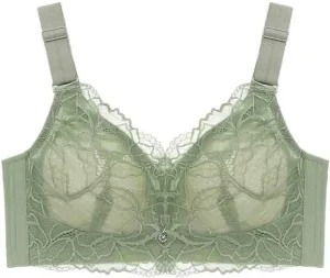 JOAU Womens Floral Lace Wireless Push Up Bra Soft Support Seamless Comfortable Wire Free Bralette Adjustable Full-Cover Bras