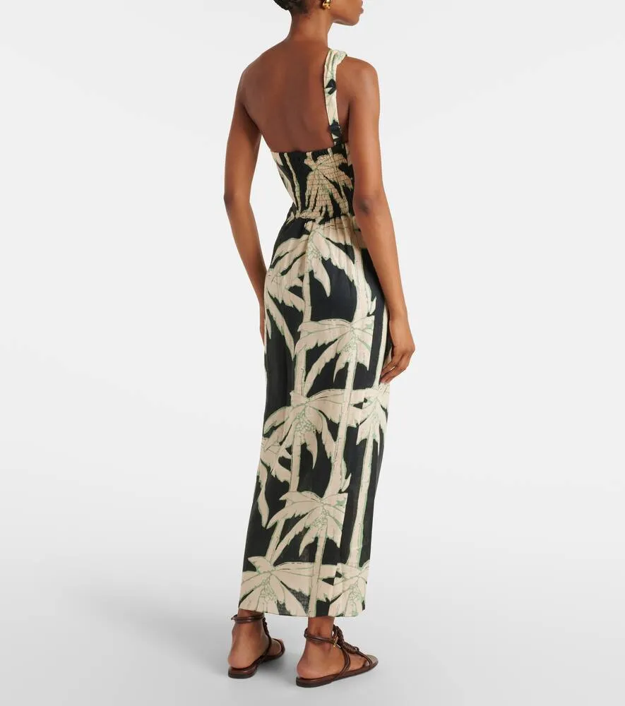 Johanna Ortiz Printed one-shoulder midi dress