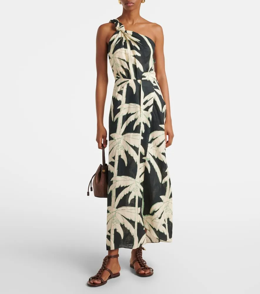 Johanna Ortiz Printed one-shoulder midi dress