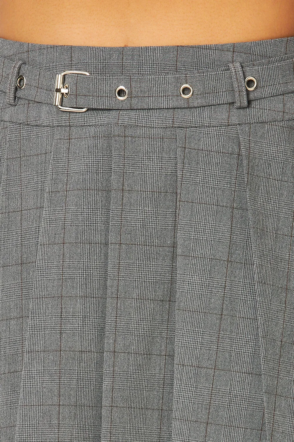 Jolene Knee Length Flared Pleated Belt Skirt