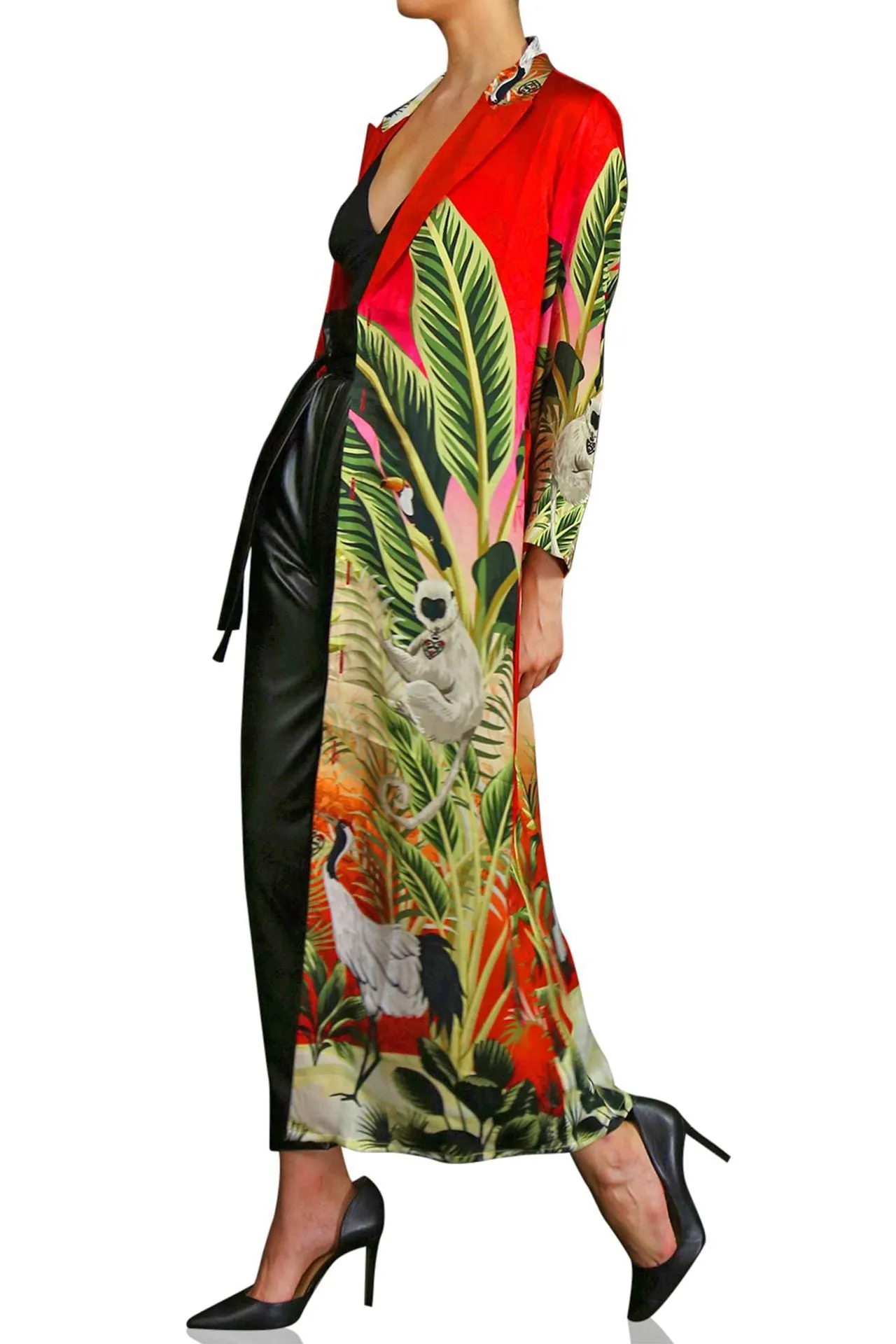 Jungle Print-Long Duster Coat