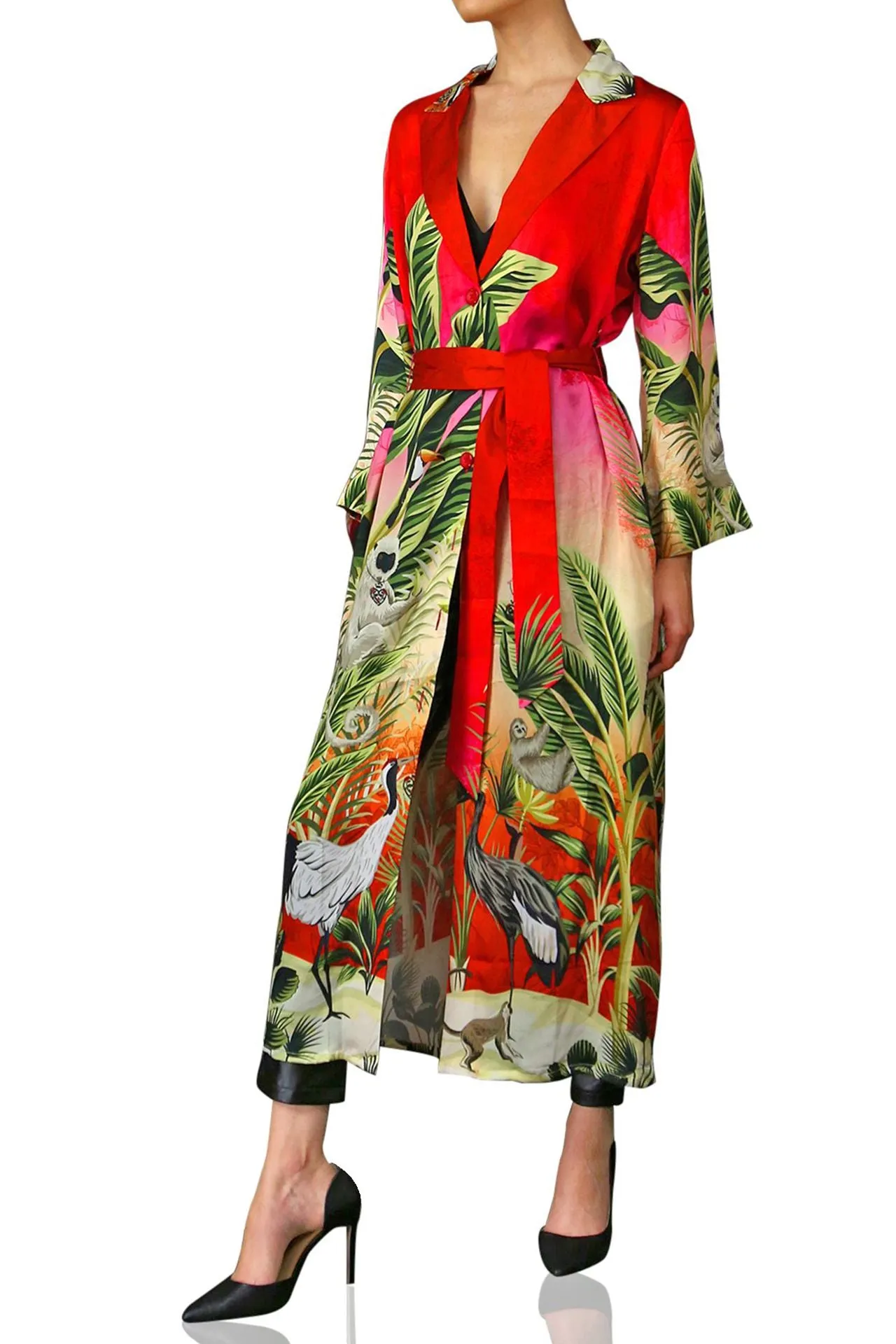 Jungle Print-Long Duster Coat