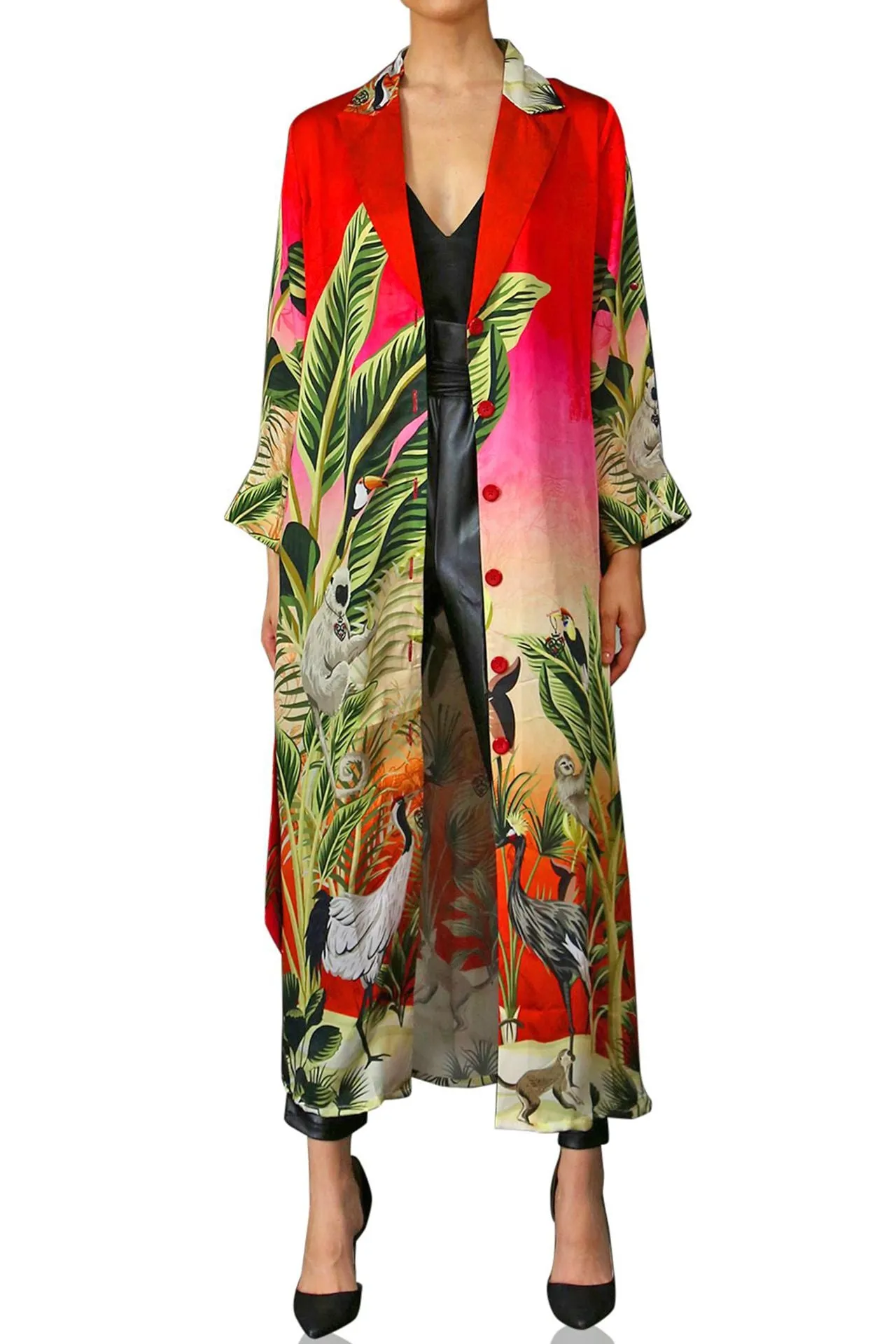 Jungle Print-Long Duster Coat