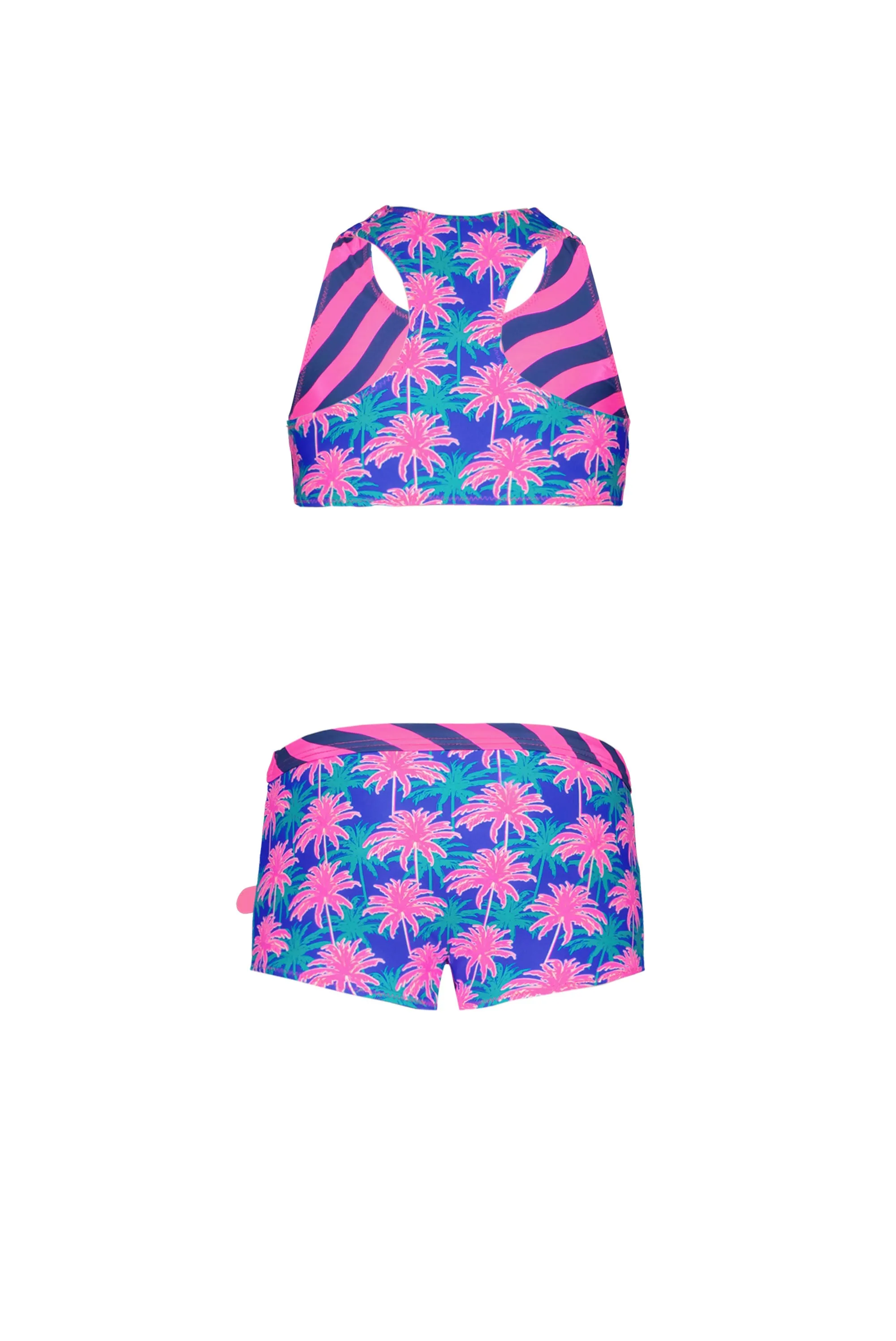 Just Beach Girls reversible bikini w/ leo ocean   tropical leaves