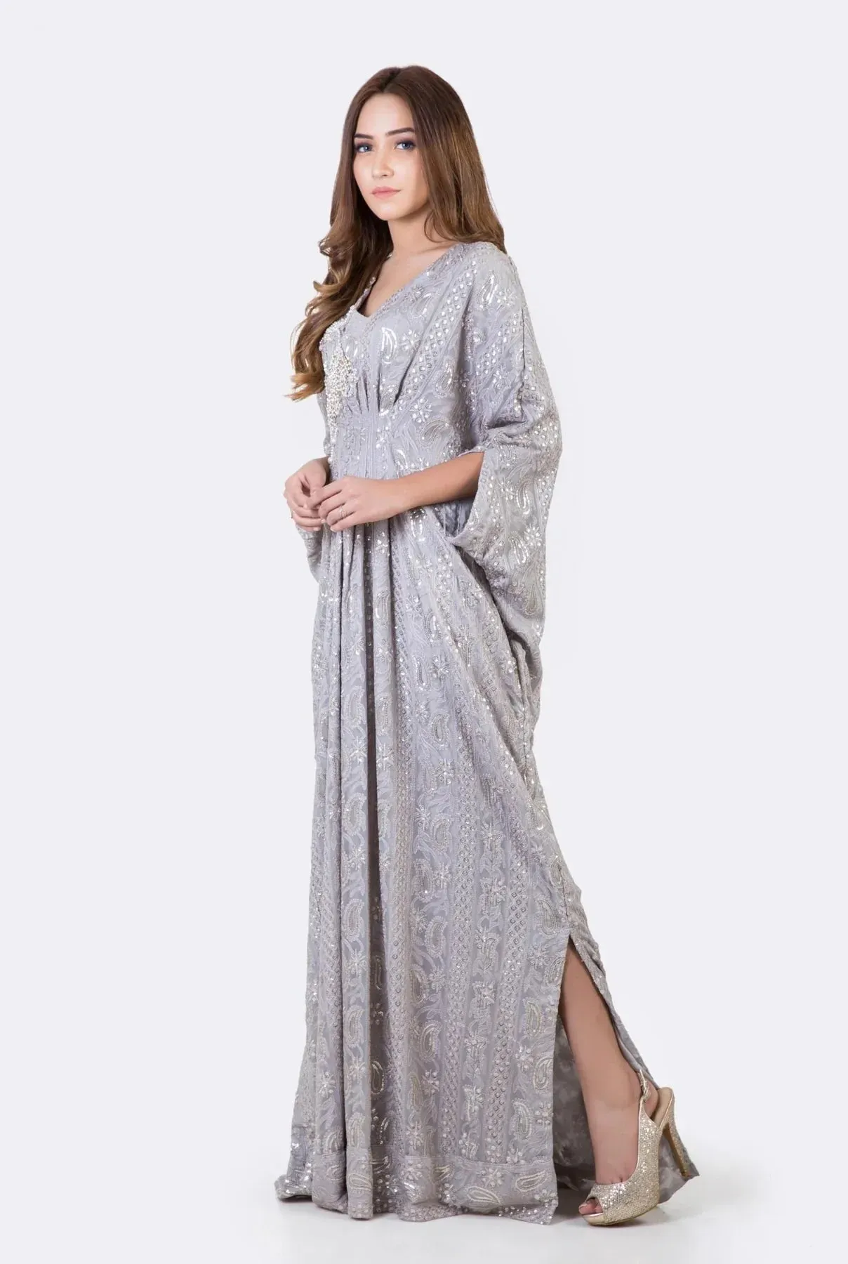 Kaftans - Kf# 12813-Steelgrey
