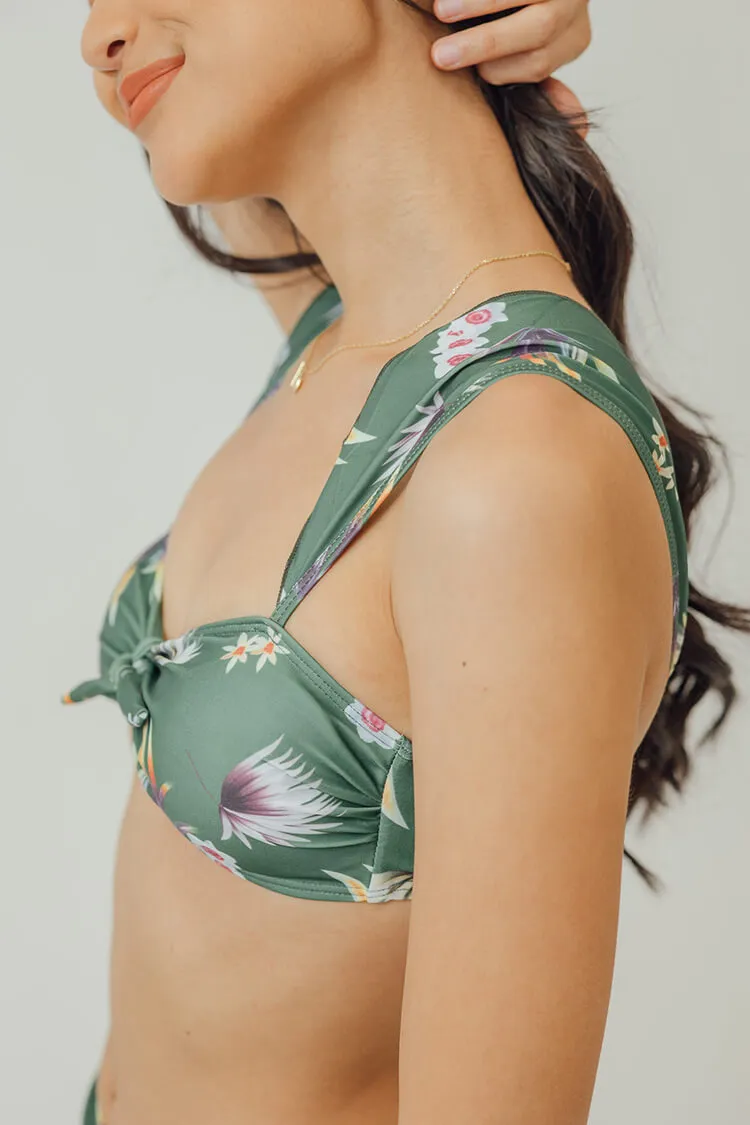 Kaia Green Floral Tie Knot High Waist Bikini