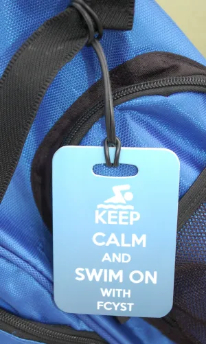 Keep Calm and Swim On Swim Bag Tag, Sport Bag Tag, Swim Team Bag Tag, Swim Party favor