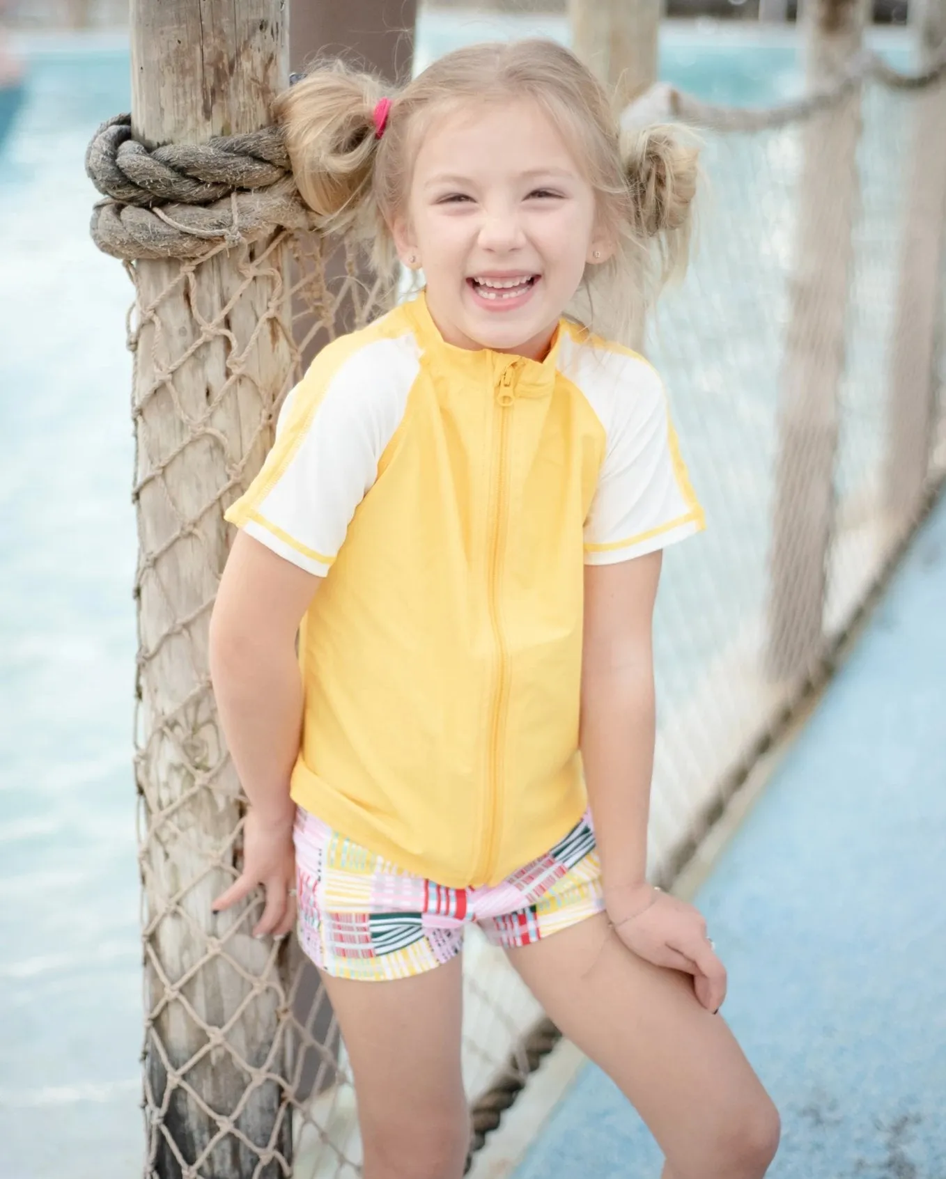 Kids Euro Shorties   Short Sleeve Rash Guard Set - Madras Mania