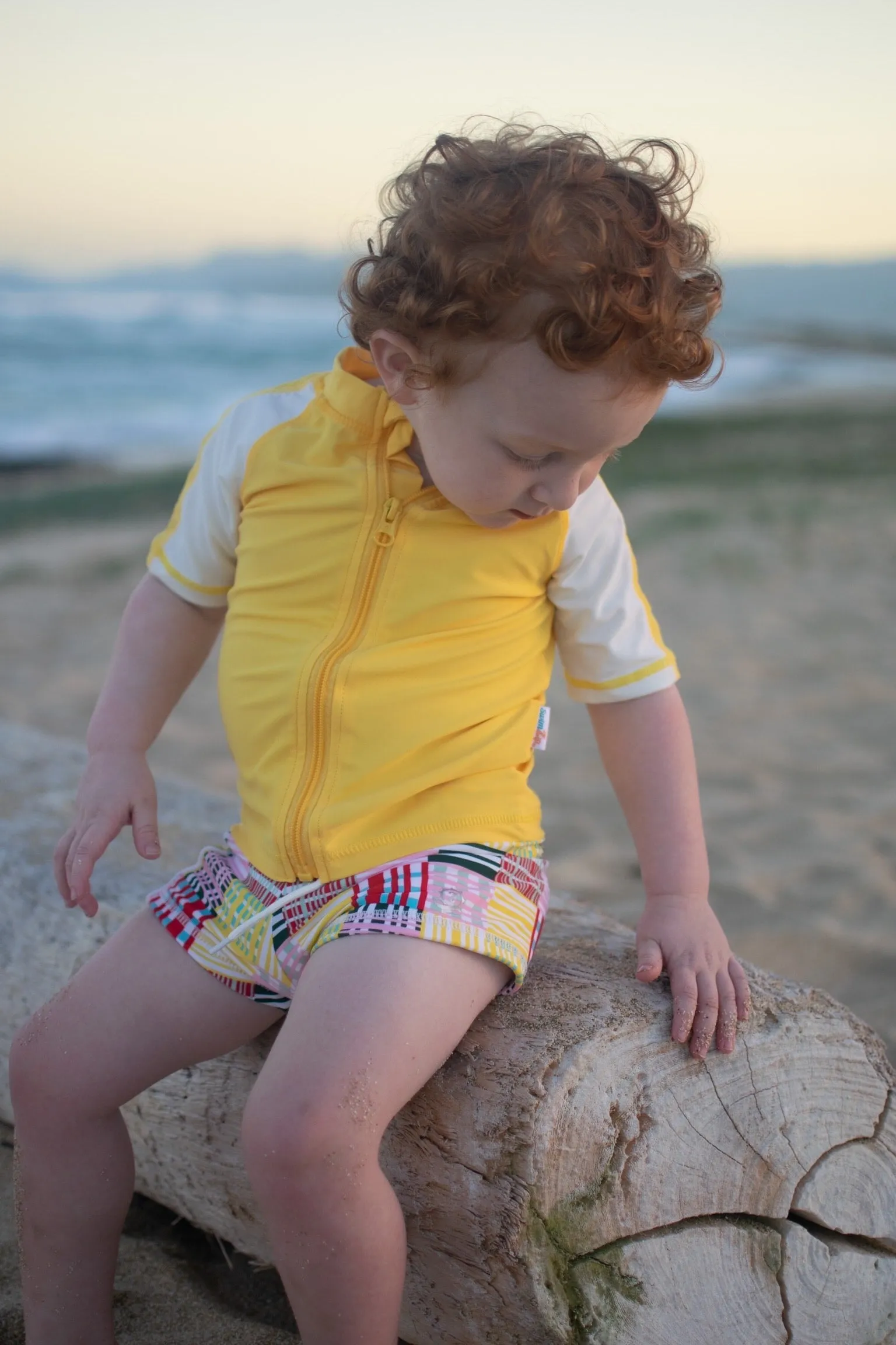 Kids Euro Shorties   Short Sleeve Rash Guard Set - Madras Mania