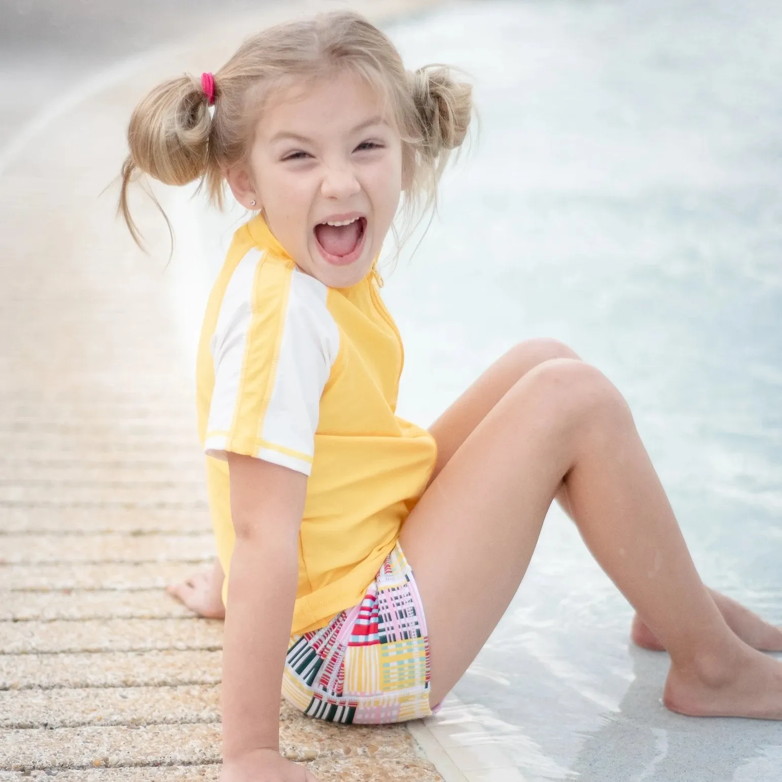Kids Euro Shorties   Short Sleeve Rash Guard Set - Madras Mania