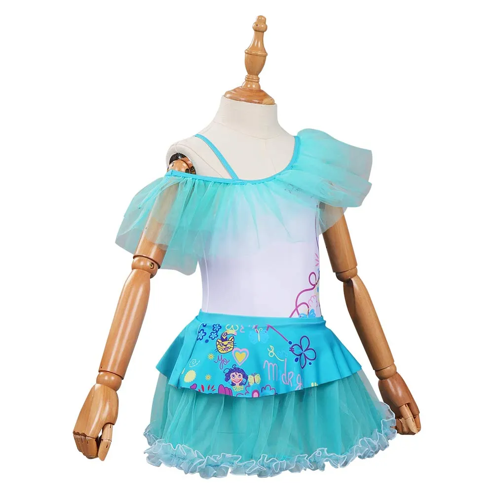 Kids Girls Encanto Mirabel Swimsuit Cosplay Costume Dress Swimwear Outfits Halloween Carnival Suit