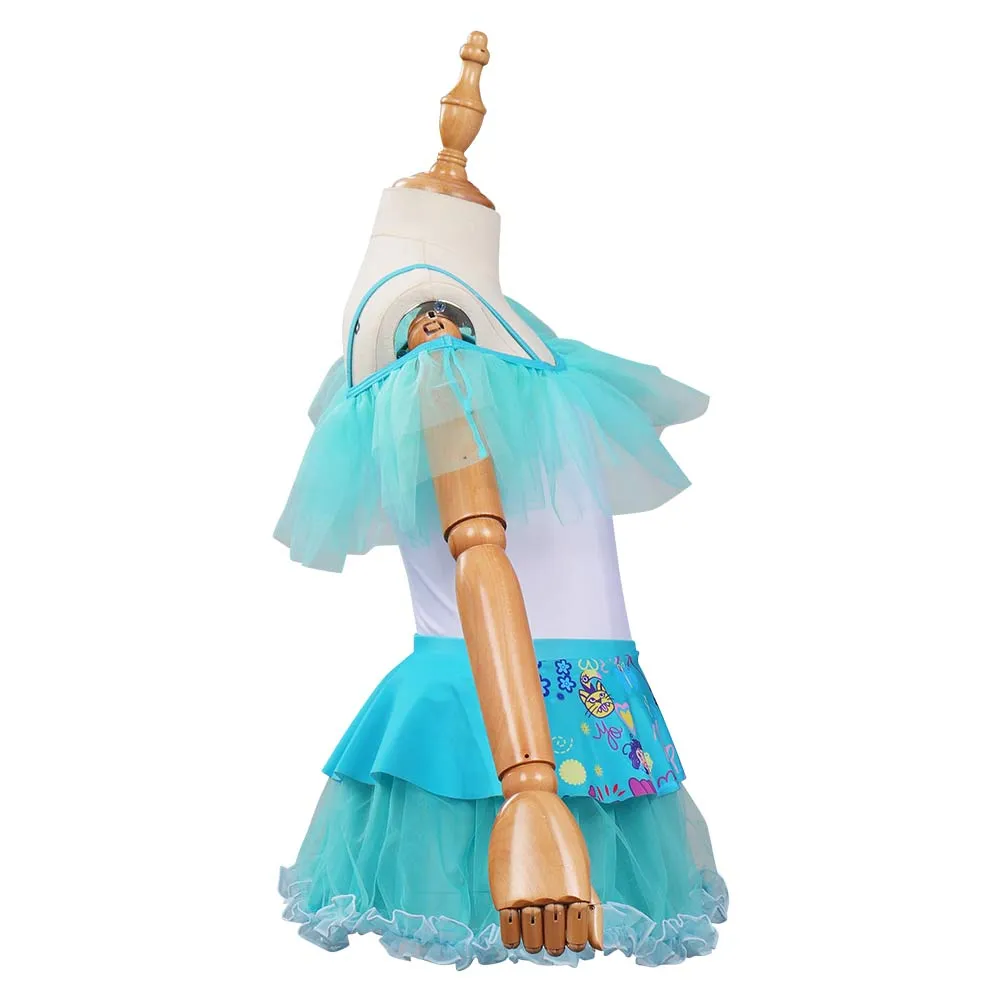 Kids Girls Encanto Mirabel Swimsuit Cosplay Costume Dress Swimwear Outfits Halloween Carnival Suit