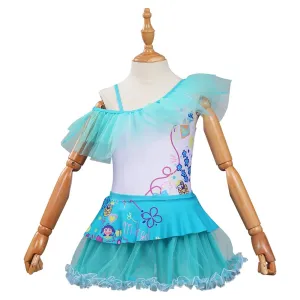 Kids Girls Encanto Mirabel Swimsuit Cosplay Costume Dress Swimwear Outfits Halloween Carnival Suit