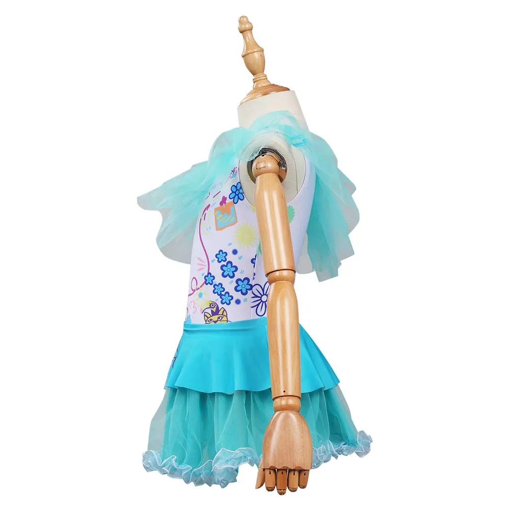 Kids Girls Encanto Mirabel Swimsuit Cosplay Costume Dress Swimwear Outfits Halloween Carnival Suit