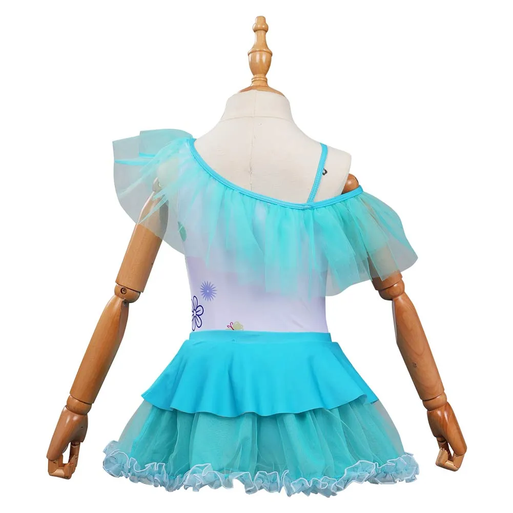 Kids Girls Encanto Mirabel Swimsuit Cosplay Costume Dress Swimwear Outfits Halloween Carnival Suit