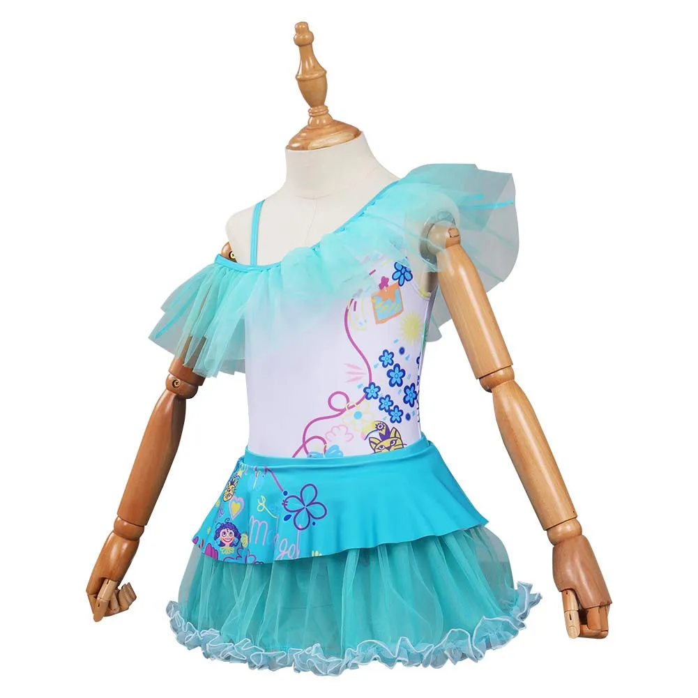 Kids Girls Encanto Mirabel Swimsuit Cosplay Costume Dress Swimwear Outfits Halloween Carnival Suit