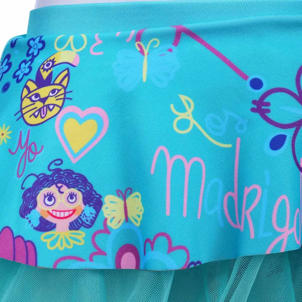 Kids Girls Encanto Mirabel Swimsuit Cosplay Costume Dress Swimwear Outfits Halloween Carnival Suit