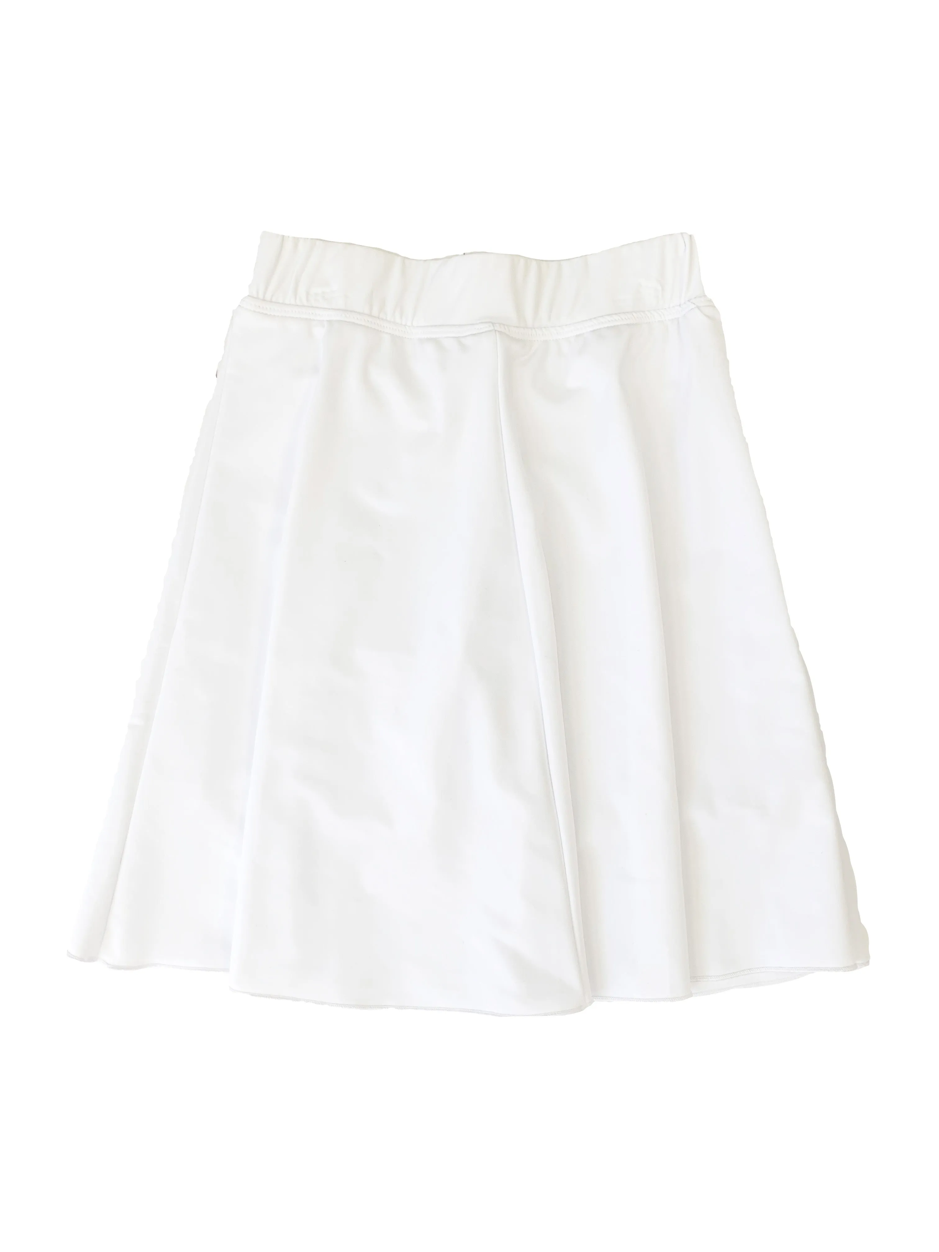 Kids White Flairy Swim Skirt W/ Shorts Attached