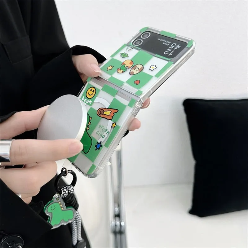 Korean Cute Cartoon Magnetic Mag safe Case For Samsung Galaxy Z Flip 4 3