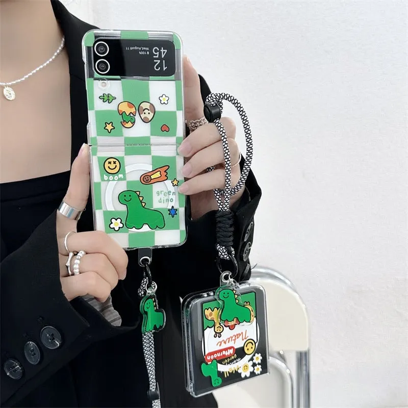 Korean Cute Cartoon Magnetic Mag safe Case For Samsung Galaxy Z Flip 4 3