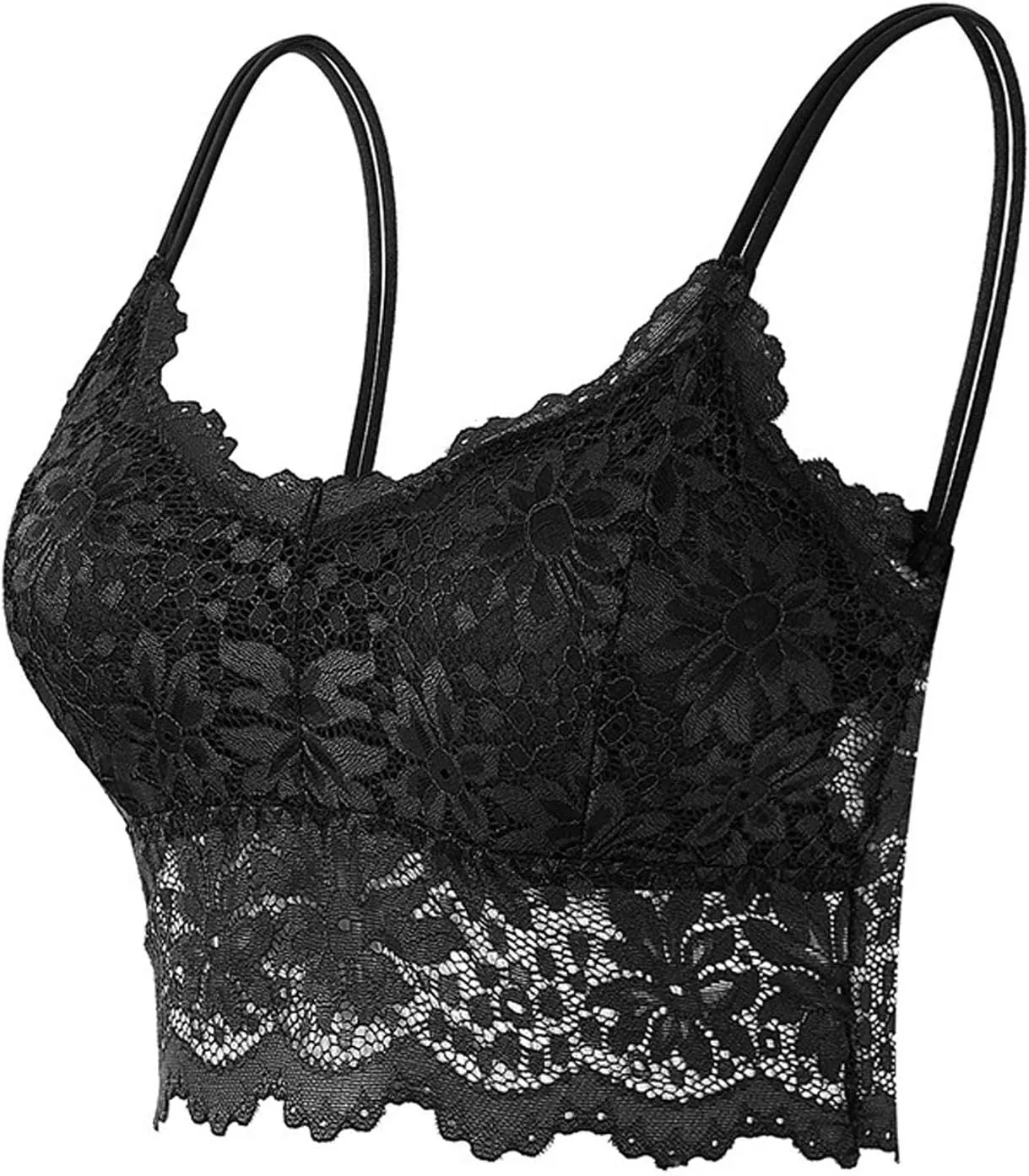 Lace Bralette for Women Sexy Spaghetti Strap Deep V Neck Push Up Bandeau Bra Elegant Gathering Lifting Everyday Bra
