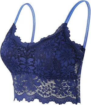 Lace Bralettes for Women Floral Camis Tops Comfortable Wireless Longline Bras Without Padded Stretch Crop Tops Vest