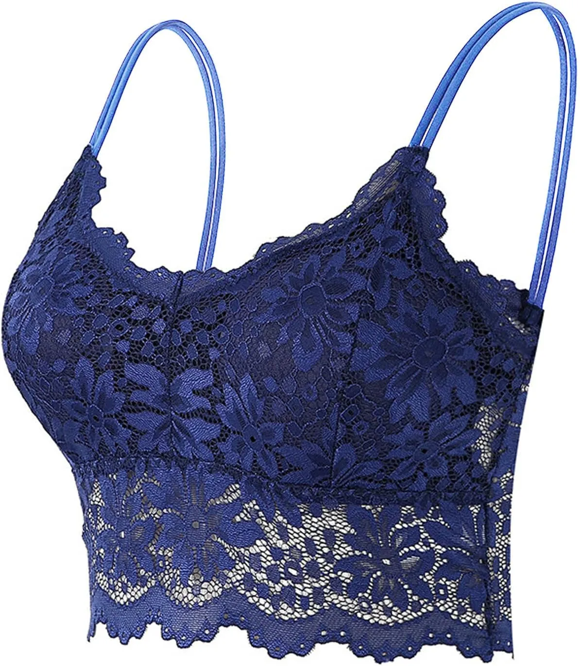 Lace Bralettes for Women Floral Camis Tops Comfortable Wireless Longline Bras Without Padded Stretch Crop Tops Vest