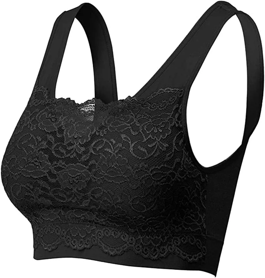 Lace Full Coverage Bras for Women Push Up No Underwire Back Smothing Bras Stretchy Bralettes with Support