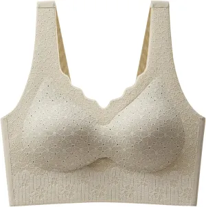 Lace Push Up T-Shirt Bra Seamless Wireless Full Coverage Padded No Show Bras Comfort Breathable Bralettes for Women