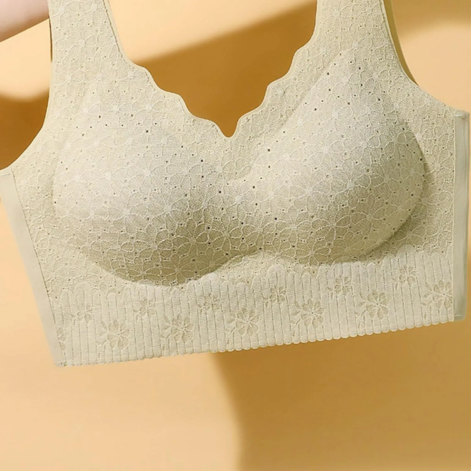 Lace Push Up T-Shirt Bra Seamless Wireless Full Coverage Padded No Show Bras Comfort Breathable Bralettes for Women