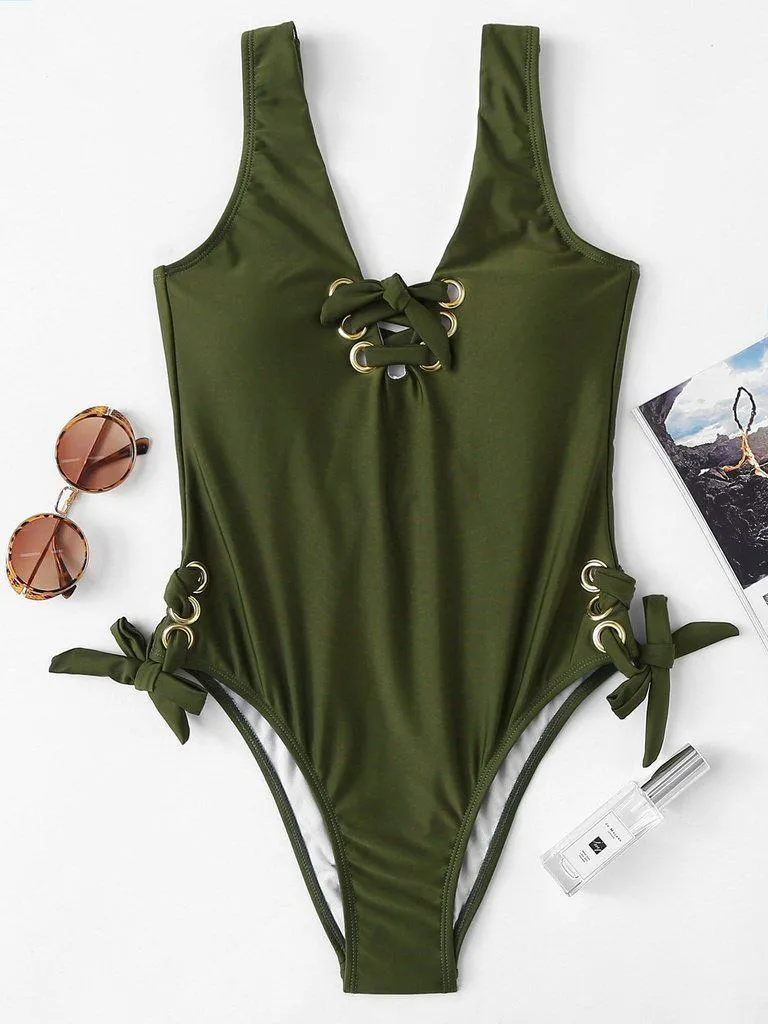 Lace Up Swimsuit