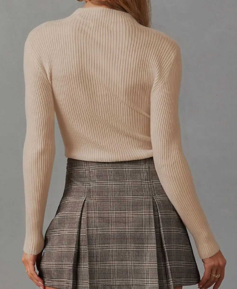 Lacozy Mock Turtle Necks Tops for Women Long Sleeve Ribbed Knit Sweater Slim Fit Basic Layer Shirts 2025 Fashion Spring Top