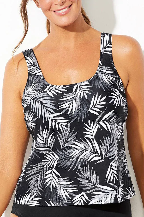 Leaf Print Classic Tankini With Bike Short