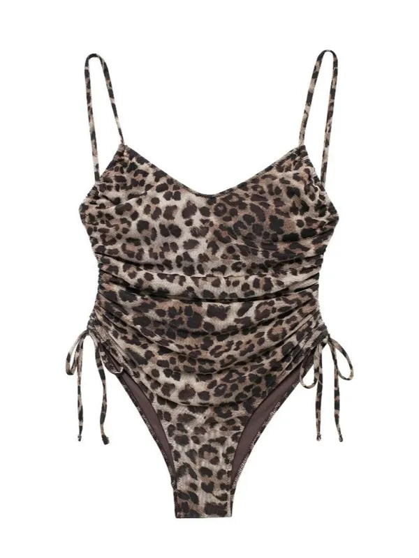 Leopard Print One-Piece Woman's Swimwear for Beach Days