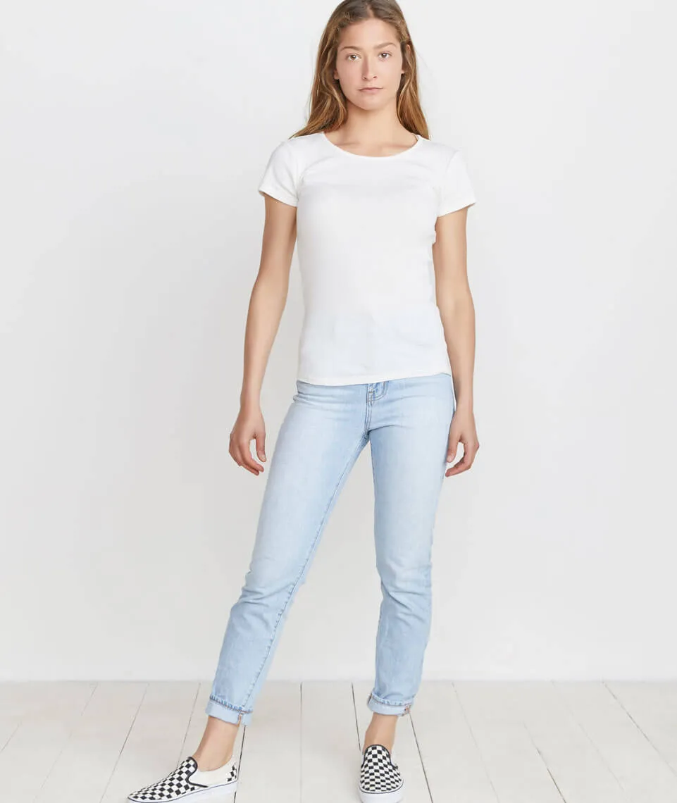 Lila Rib Scoop Neck in White