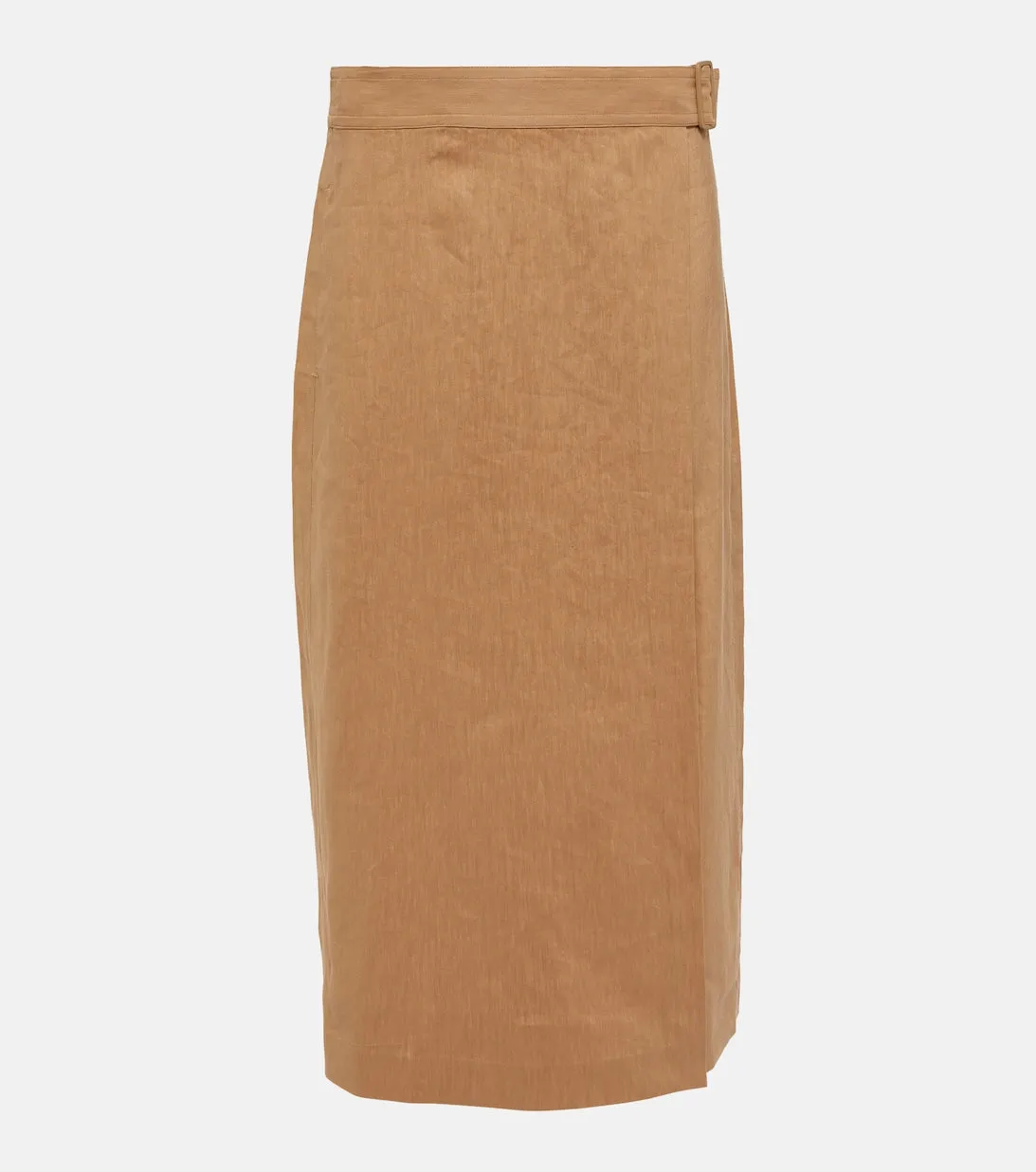 Linen blend wrap skirt with VINCE buckle, beige