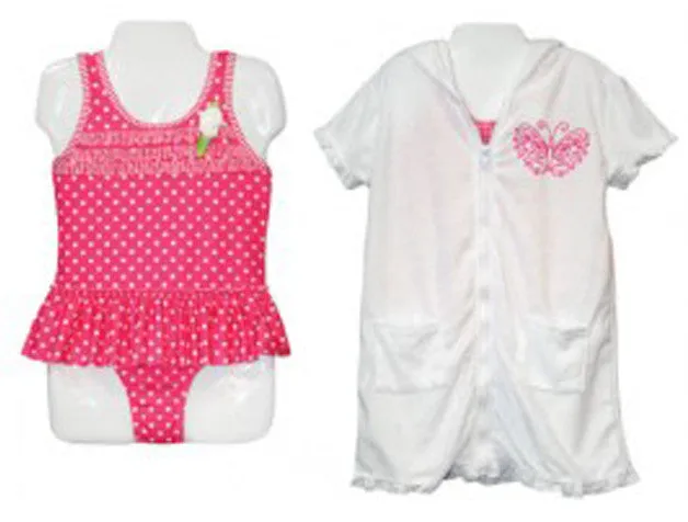 little girl's fashion one-piece swimsuits w/ matching terry robe cover-ups - sizes 5-6x Case of 12
