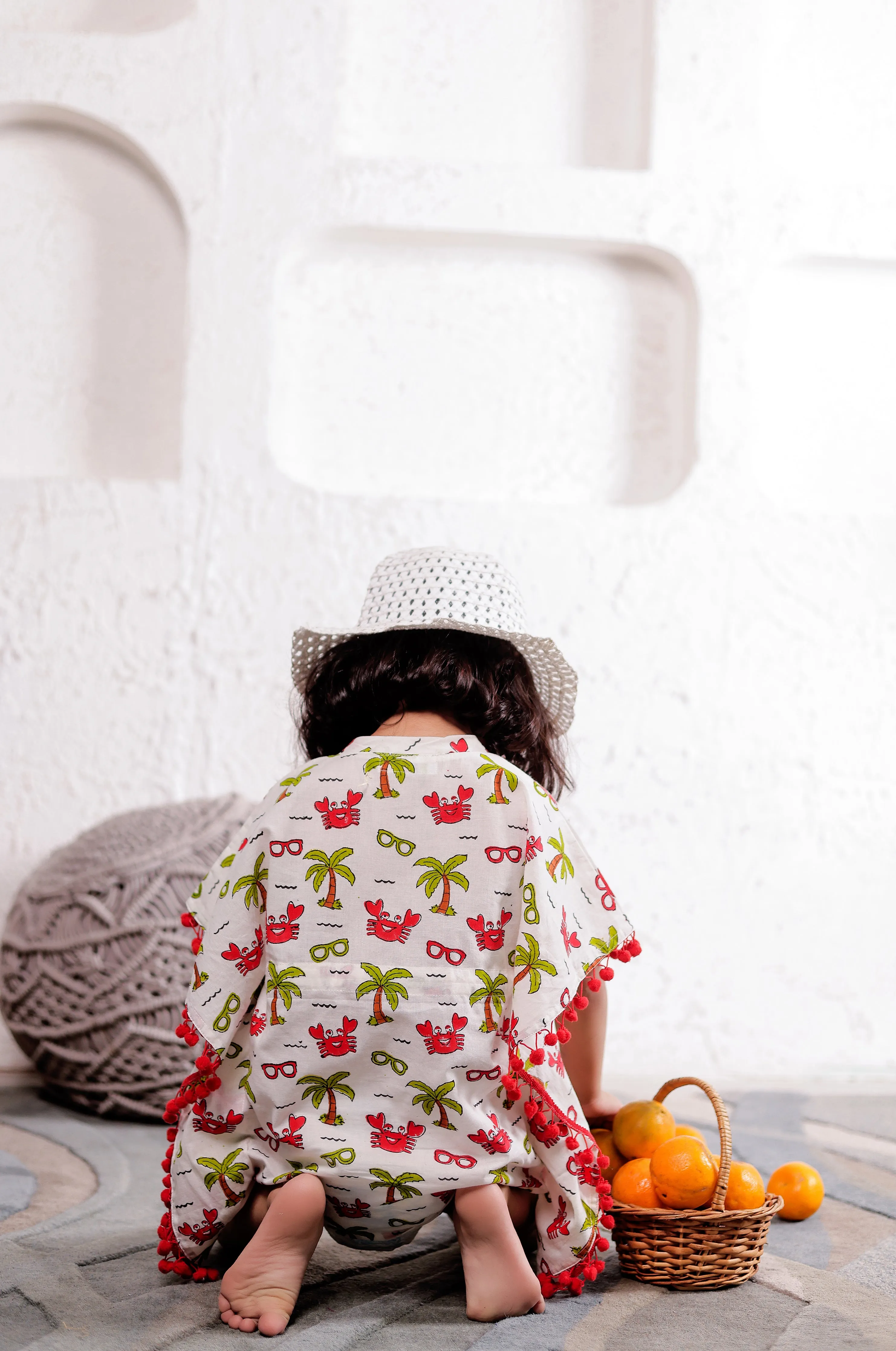Little Paradise White Kaftan for Girls | Premium Cotton Kids Outfit