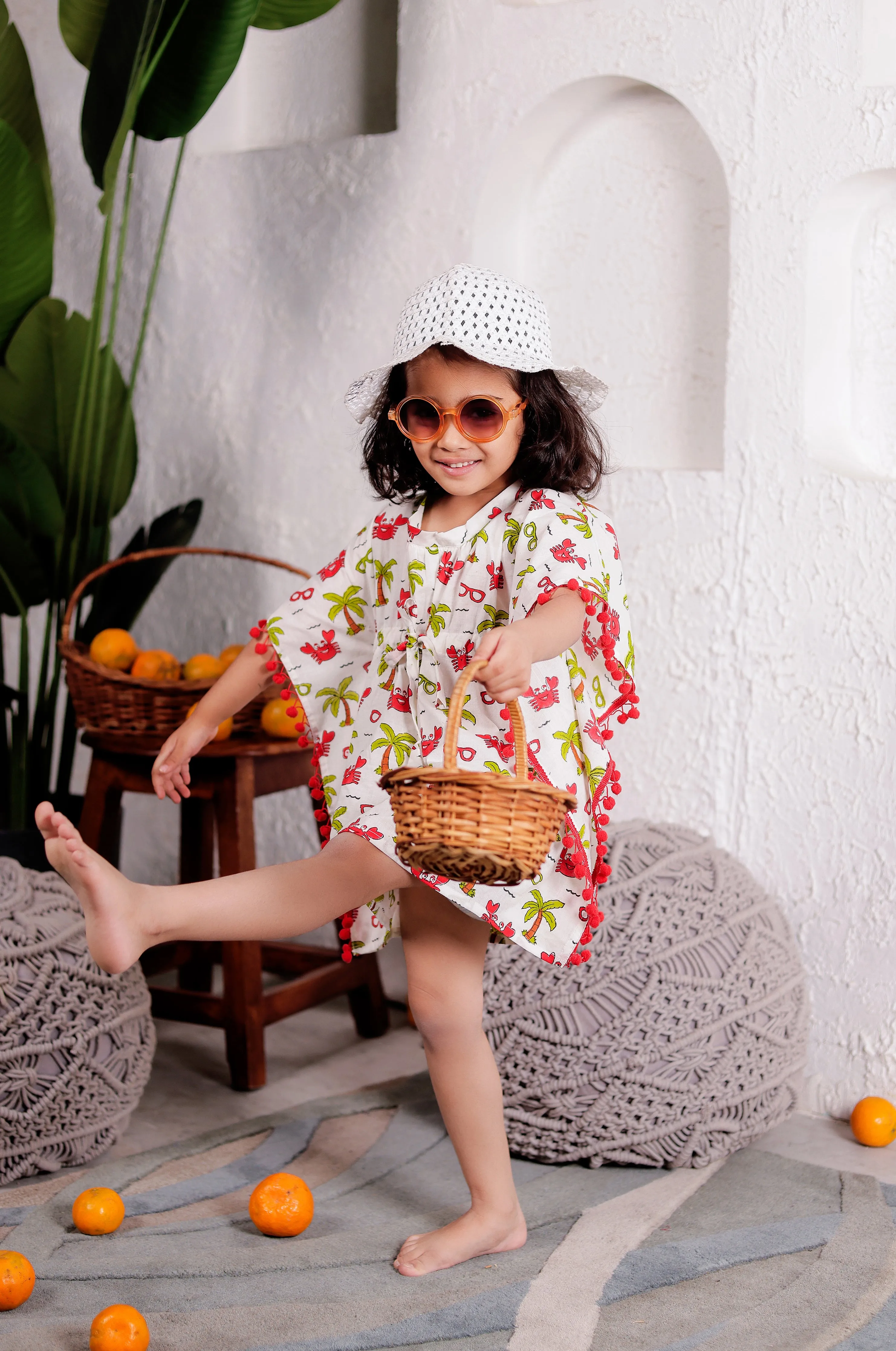 Little Paradise White Kaftan for Girls | Premium Cotton Kids Outfit