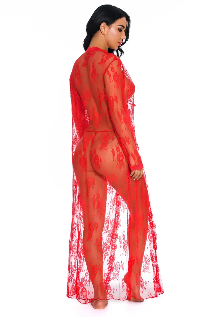 Long Lace Flyaway Robe