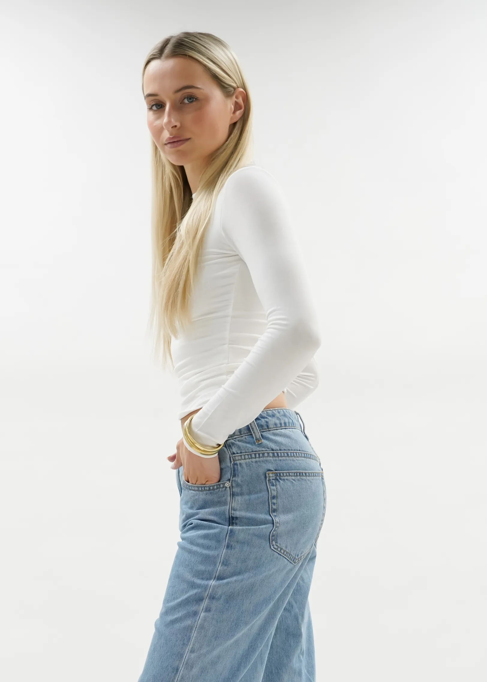 Long sleeve top long off-white