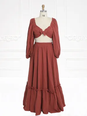 Long Sleeves Adjust Back Woman Cotton Maxi Dress Photoshoot Dresses Outfit YW231113