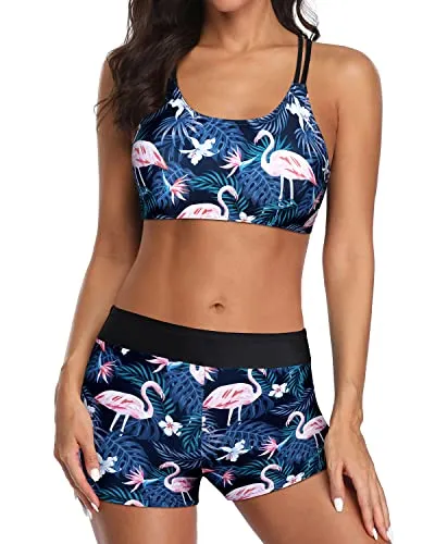 Long Torso Swimsuit Tankini Swimsuits For Women-Black Flamingo