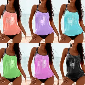 Loose Drawstring Split Tankini Female