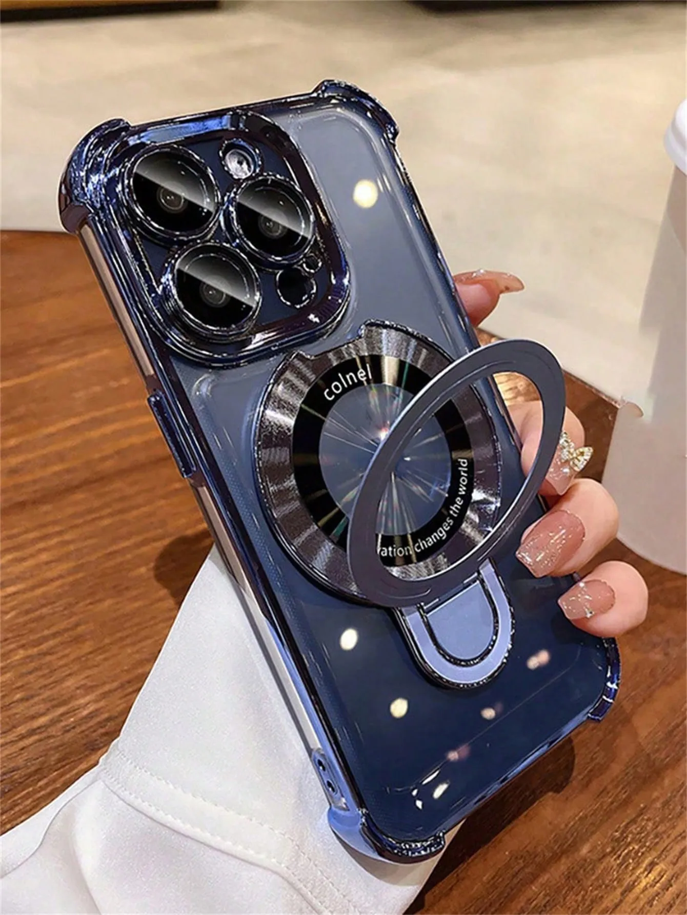 Luxury Transparent Plating Airbag Magnetic Cover for iPhone