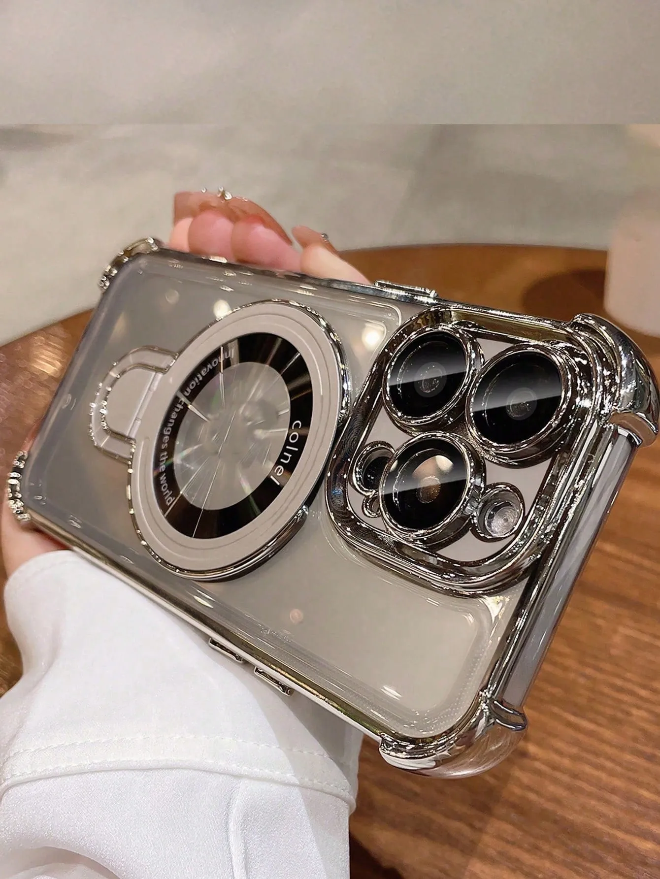 Luxury Transparent Plating Airbag Magnetic Cover for iPhone