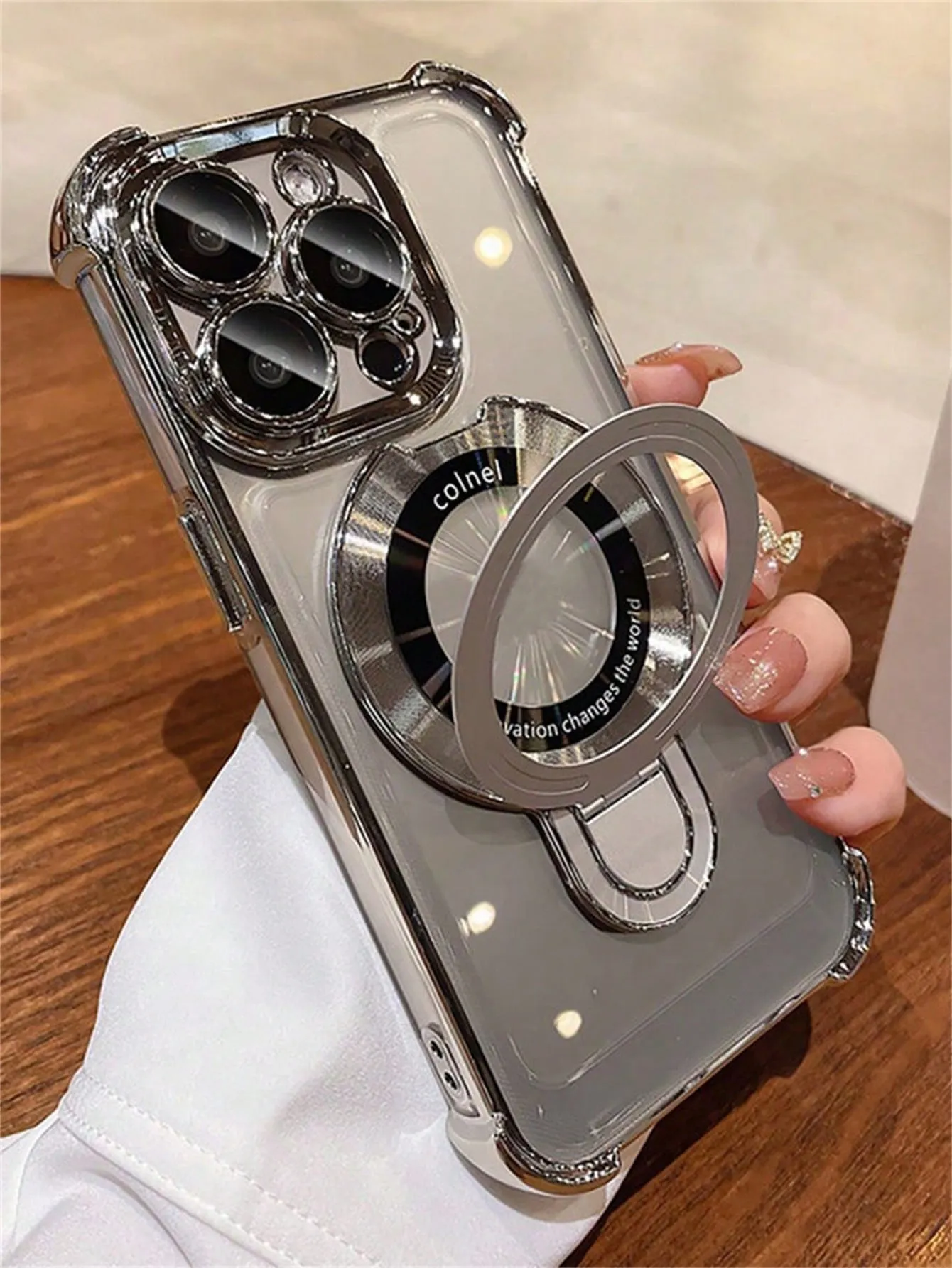 Luxury Transparent Plating Airbag Magnetic Cover for iPhone