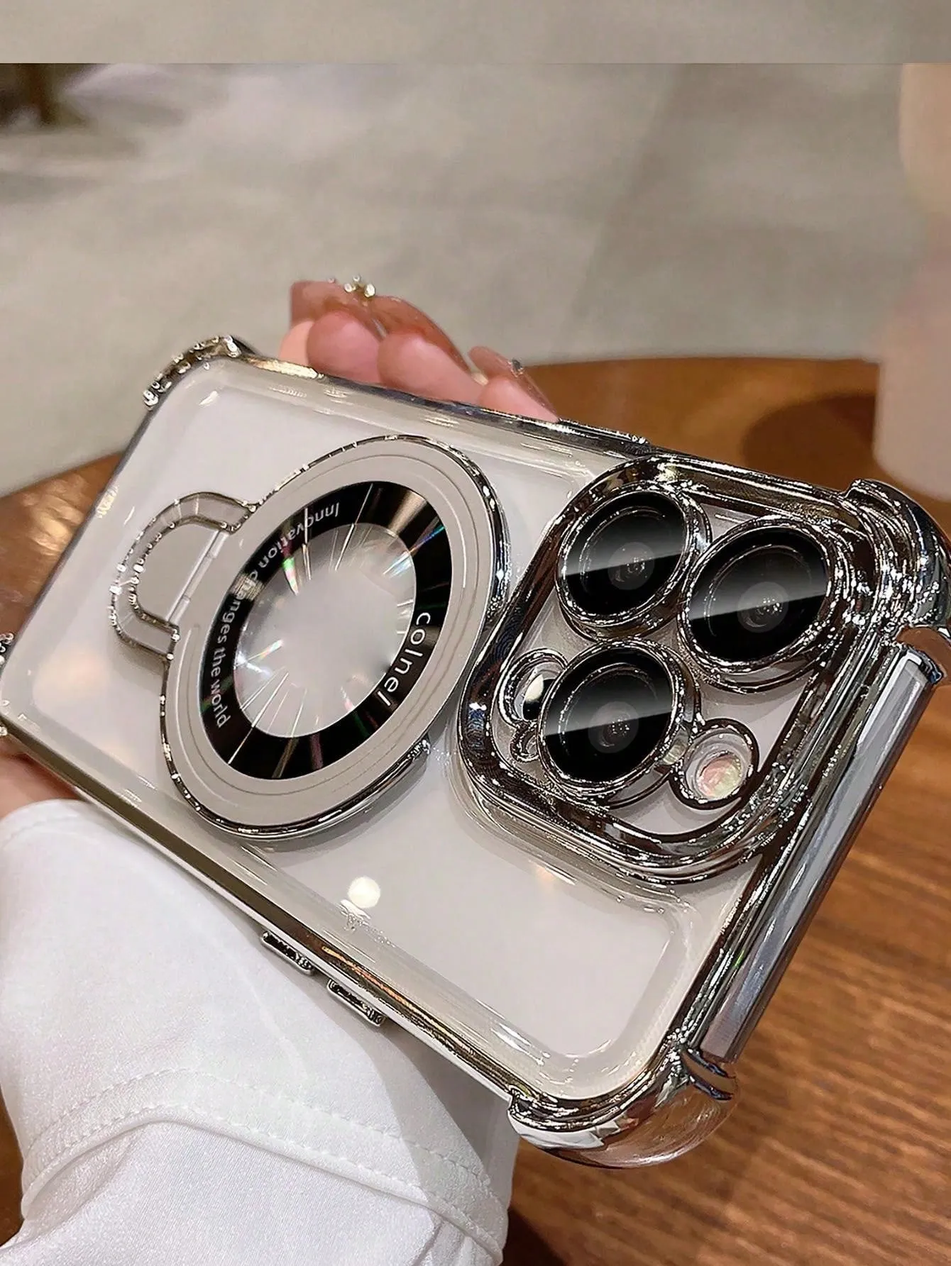 Luxury Transparent Plating Airbag Magnetic Cover for iPhone
