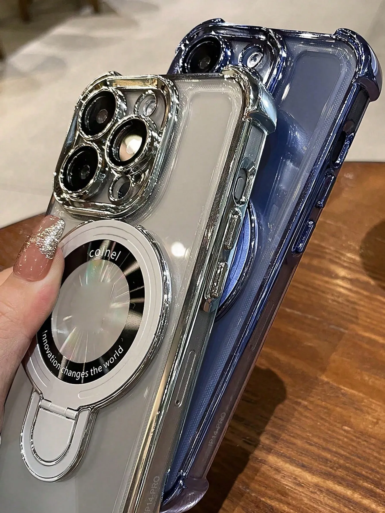 Luxury Transparent Plating Airbag Magnetic Cover for iPhone
